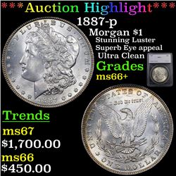 ***Auction Highlight*** 1887-p Morgan Dollar $1 Graded ms66+ By SEGS (fc)