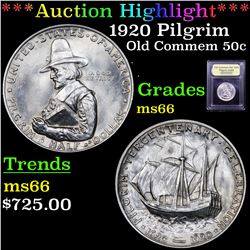 ***Auction Highlight*** 1920 Pilgrim Old Commem Half Dollar 50c Graded GEM+ Unc By USCG (fc)