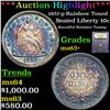 Image 1 : ***Auction Highlight*** 1857-p Rainbow Toned Seated Liberty Dime 10c Graded Select+ Unc By USCG (fc)