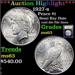 ***Auction Highlight*** 1927-s Peace Dollar $1 Graded Select Unc By USCG (fc)