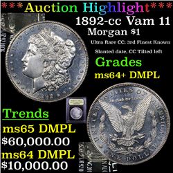 ***Auction Highlight*** 1892-cc Vam 11 R5 Morgan Dollar $1 Graded Choice Unc+ DMPL By USCG (fc)