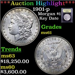 ***Auction Highlight*** 1901-p Morgan Dollar $1 Graded BU+ By USCG (fc)