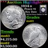 Image 1 : ***Auction Highlight*** 1934-s Peace Dollar $1 Graded Select Unc By USCG (fc)