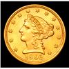Image 2 : ***Auction Highlight*** 1902-p Gold Liberty Quarter Eagle $2 1/2 Graded GEM++ Unc By USCG (fc)