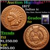 Image 1 : ***Auction Highlight*** 1877 Indian Cent 1c Graded f, fine By USCG (fc)