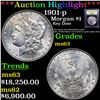 Image 1 : ***Auction Highlight*** 1901-p Morgan Dollar $1 Graded Select Unc By USCG (fc)