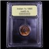 Image 4 : ***Auction Highlight*** 1890 Indian Cent 1c Graded GEM Unc RB By USCG (fc)