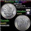 Image 1 : ***Auction Highlight*** 1878-cc Morgan Dollar $1 Graded Select Unc By USCG (fc)