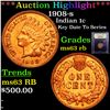 Image 1 : ***Auction Highlight*** 1908-s Indian Cent 1c Graded Select Unc RB By USCG (fc)