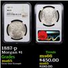 Image 1 : NGC 1887-p Morgan Dollar $1 Graded ms65 By NGC