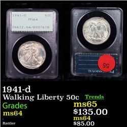 PCGS 1941-d Walking Liberty Half Dollar 50c Graded ms64 By PCGS