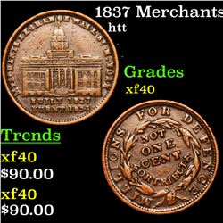 1837 Merchants Exchange Ht-293 Hard Times Token 1c Grades xf