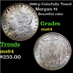 1880-p Colorfully Toned Morgan Dollar $1 Grades Choice Unc
