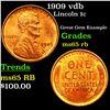 Image 1 : 1909 vdb Lincoln Cent 1c Grades GEM Unc RB