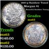 Image 1 : 1887-p Rainbow Toned Morgan Dollar $1 Grades Select Unc