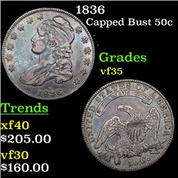 1836 Capped Bust Half Dollar 50c Grades vf++