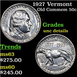 1927 Vermont Old Commem Half Dollar 50c Grades Unc Details