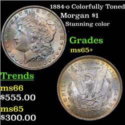1884-o Colorfully Toned Morgan Dollar $1 Grades GEM+ Unc