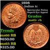 Image 1 : 1898 Indian Cent 1c Grades Gem+ Unc RB