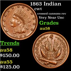 1863 Indian Civil War Token 1c Grades Choice AU/BU Slider