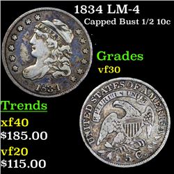 1834 LM-4 Capped Bust Half Dime 1/2 10c Grades vf++
