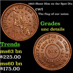 (1863) Shoot Him on the Spot Dix Civil War Token 1c Grades Unc Details