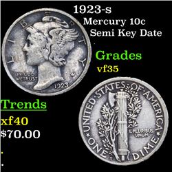 1923-s Mercury Dime 10c Grades vf++