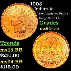 1903 Indian Cent 1c Grades Choice+ Unc RB