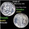 Image 1 : 1940-d Mercury Dime 10c Grades Choice+ Unc