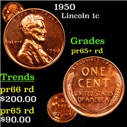Proof 1950 Lincoln Cent 1c Grades Gem++ Proof Red