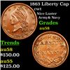 Image 1 : 1863 Liberty Cap Civil War Token 1c Grades Choice AU/BU Slider