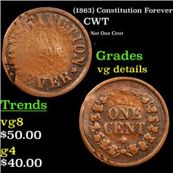 (1863) Constitution Forever Civil War Token 1c Grades vg details