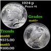 Image 1 : 1924-p Peace Dollar $1 Grades GEM+ Unc