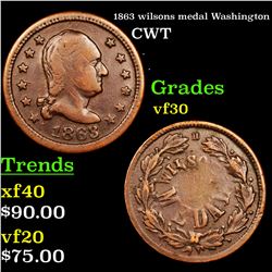 1863 wilsons medal Washington Civil War Token 1c Grades vf++