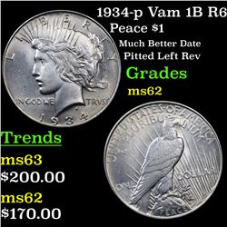 1934-p Vam 1B R6 Peace Dollar $1 Grades Select Unc