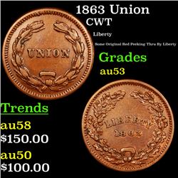 1863 Union Civil War Token 1c Grades Select AU