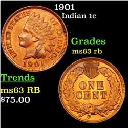 1901 Indian Cent 1c Grades Select Unc RB