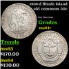 Image 1 : 1936-d Rhode Island Old Commem Half Dollar 50c Grades Choice+ Unc