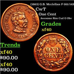 (1863) G.B. Mcclellan F-261/143 Civil War Token 1c Grades xf