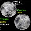 Image 1 : 1923-p Peace Dollar $1 Grades GEM+ Unc