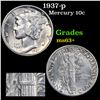Image 1 : 1937-p Mercury Dime 10c Grades Select+ Unc