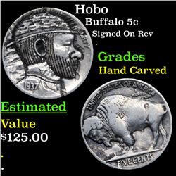 Hobo Buffalo Nickel 5c Grades Hand Carved