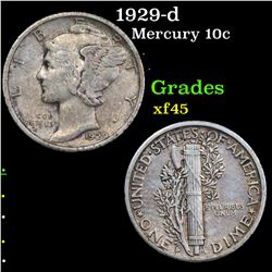 1929-d Mercury Dime 10c Grades xf+