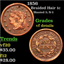 1856 Braided Hair Large Cent 1c Grades vf details