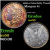 Image 1 : 1890-o Colorfully Toned Morgan Dollar $1 Grades AU, Almost Unc