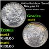 Image 1 : 1883-o Rainbow Toned Morgan Dollar $1 Grades Select Unc
