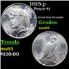 Image 1 : 1925-p Peace Dollar $1 Grades GEM Unc