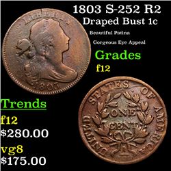 1803 S-252 R2 Draped Bust Large Cent 1c Grades f, fine