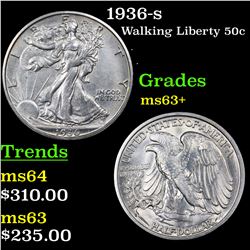 1936-s Walking Liberty Half Dollar 50c Grades Select+ Unc
