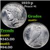 Image 1 : 1923-p Peace Dollar $1 Grades GEM+ Unc